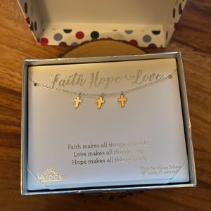 NWT LA Rocks 16” Sterling Silver Faith, Hope, Love  Sterling Silver Necklace NEW